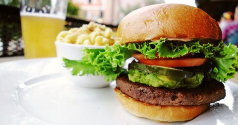 A plant-based burger with toppings