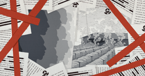 A graphic of red taped reports