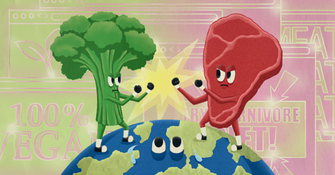 Graphic of veganism vs. a carnivore diet