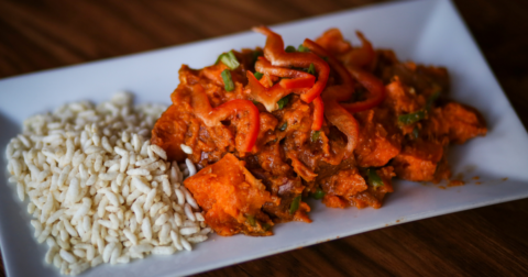 A plate of sweet potato chhoila